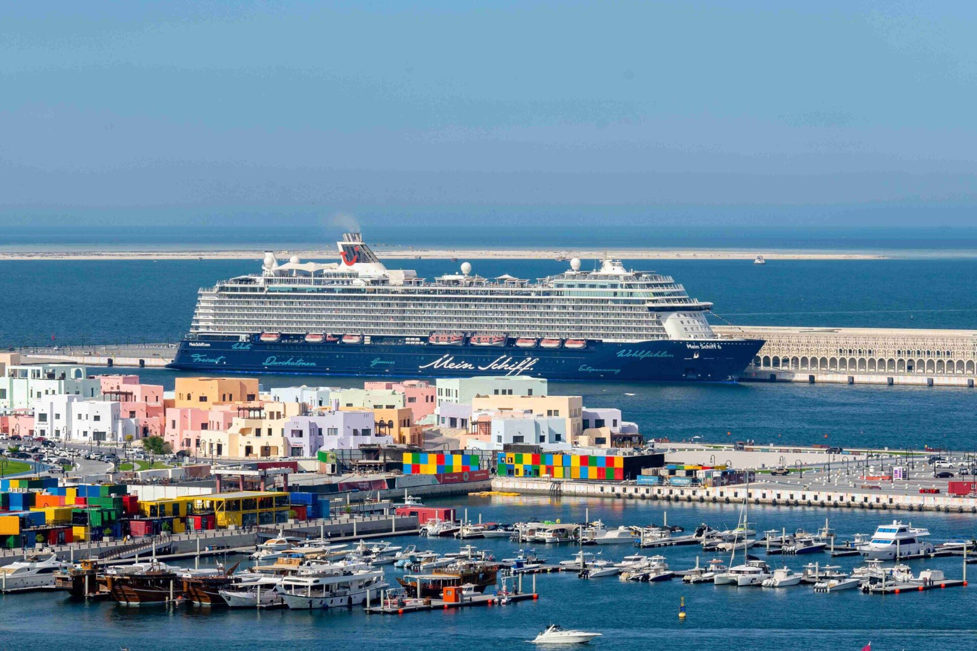 Aerial view of dhow harbor