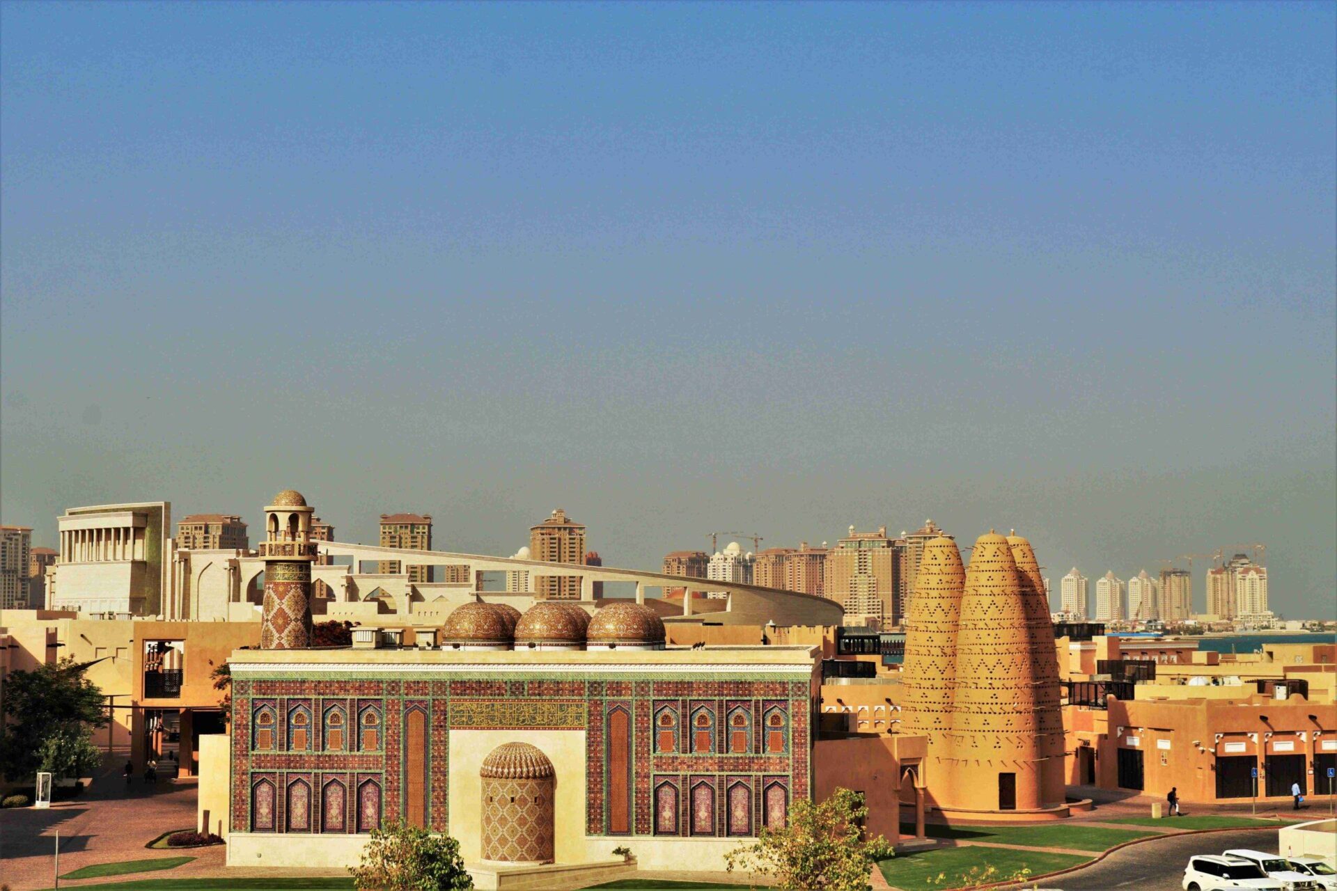 View of blue Mosque at Katara village in Doha Qatar